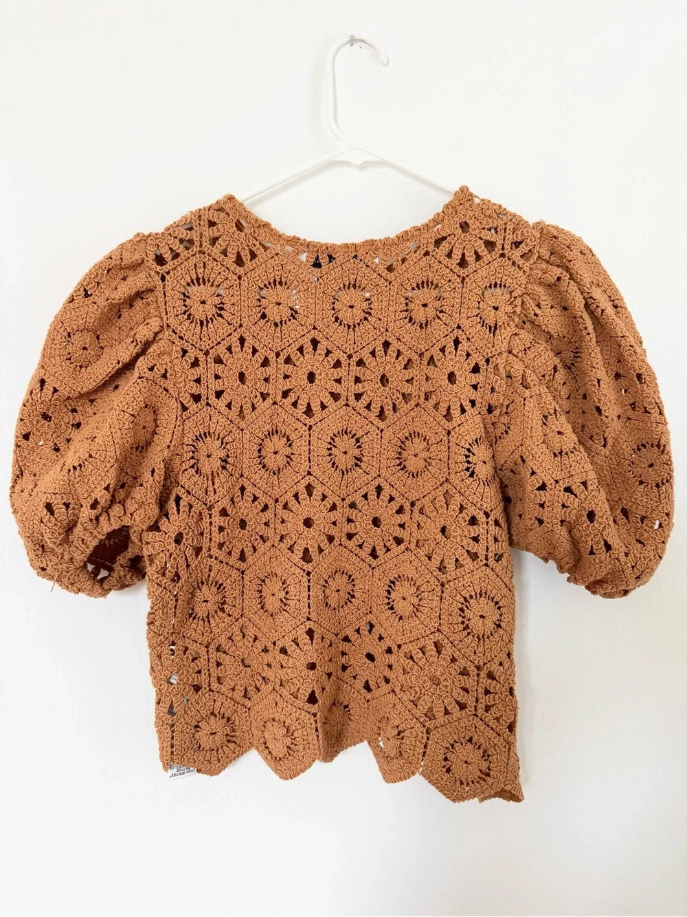 Medium Crochet Puff Sleeve Top - Zara- Mustard Yellow